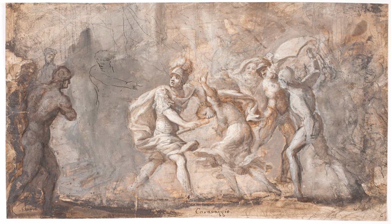 Tarpeia krossas under sabinernas sköldar av Giovanni Angelo Canini