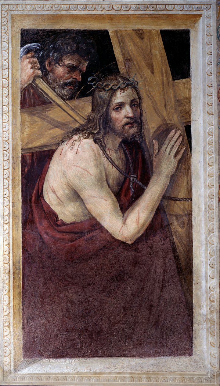 Jesus bär sitt kors (fresko av Giovanni Antonio Bazzi Sodoma