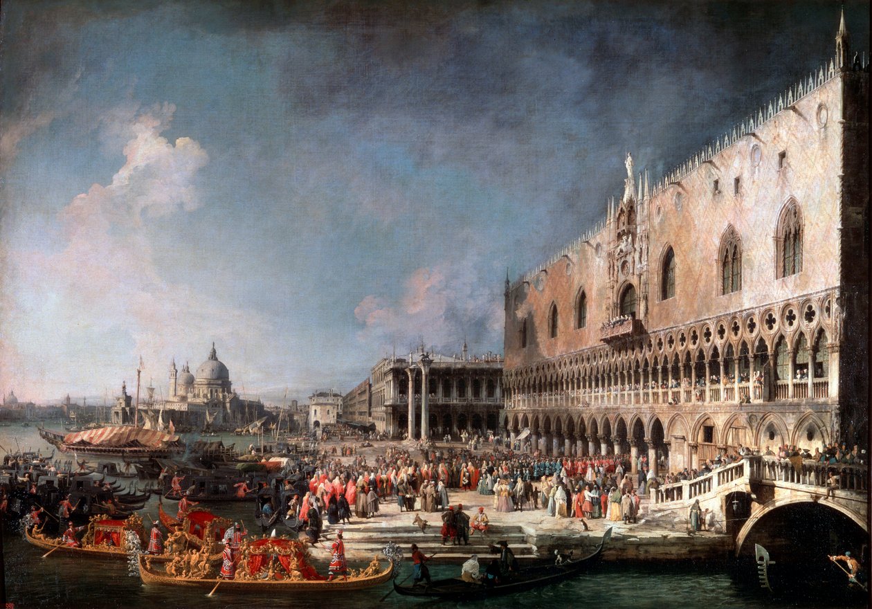 Den franska ambassadörens ankomst till Venedig, 1725-1726. av Giovanni Antonio Canal
