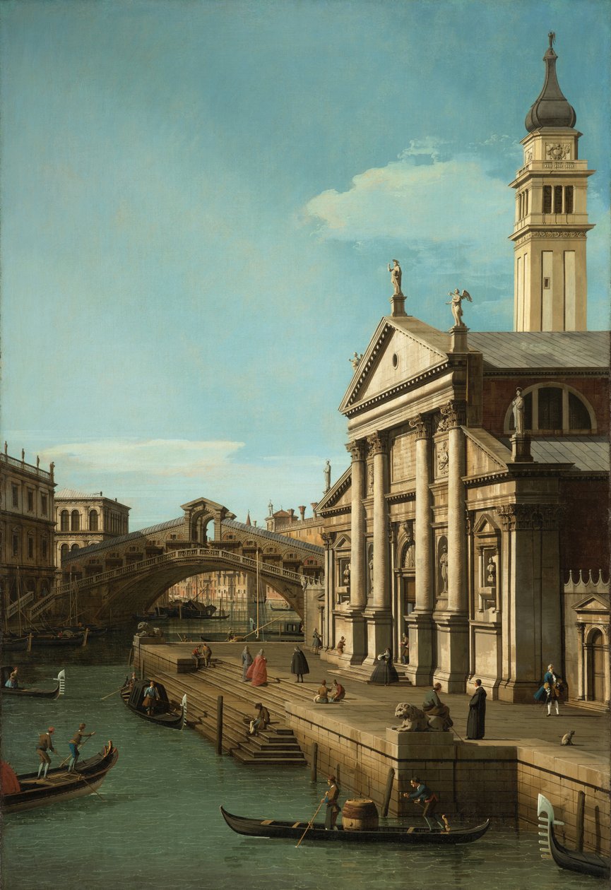 Capriccio: Rialtobron och kyrkan S. Giorgio Maggiore, ca 1750 av Giovanni Antonio Canal