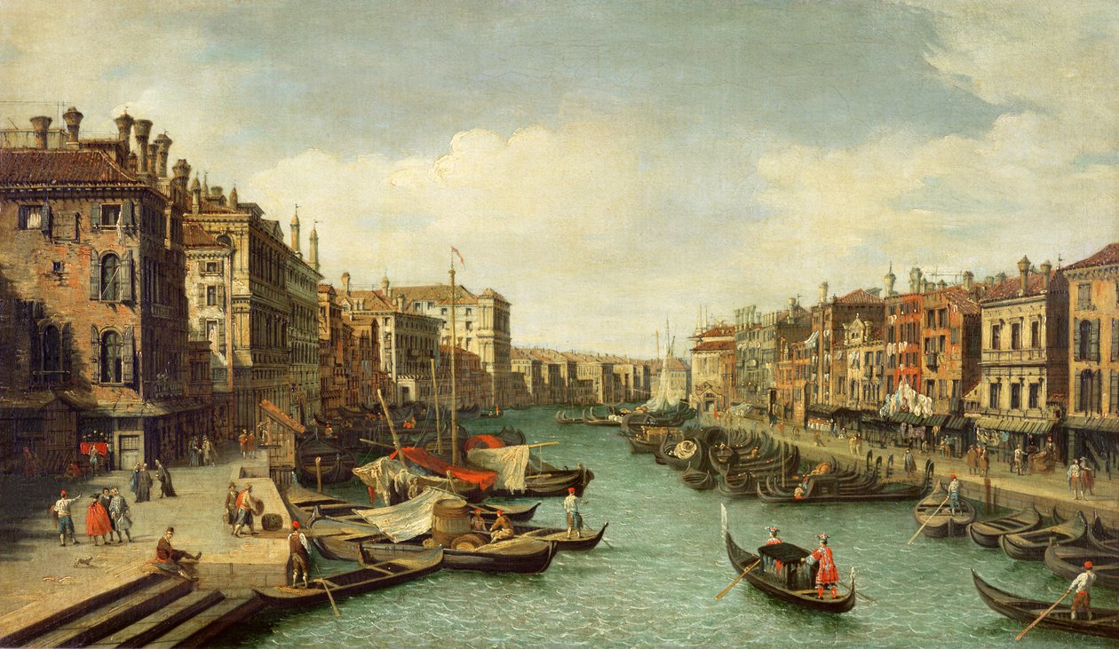 Canal Grande nära Rialtobron, Venedig, c.1730 av Giovanni Antonio Canal