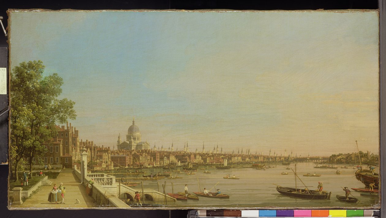 Themsen från terrassen i Somerset House ser mot St. Paul