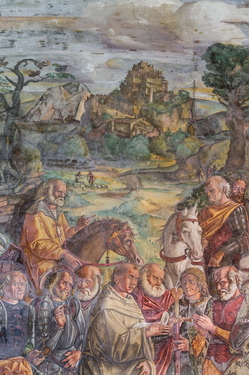 St Anthony vänder mot tyrannen Ezzelino i Verona, detalj av, School of the Saint, detalj av 2196790 av Giovanni Antonio Corona