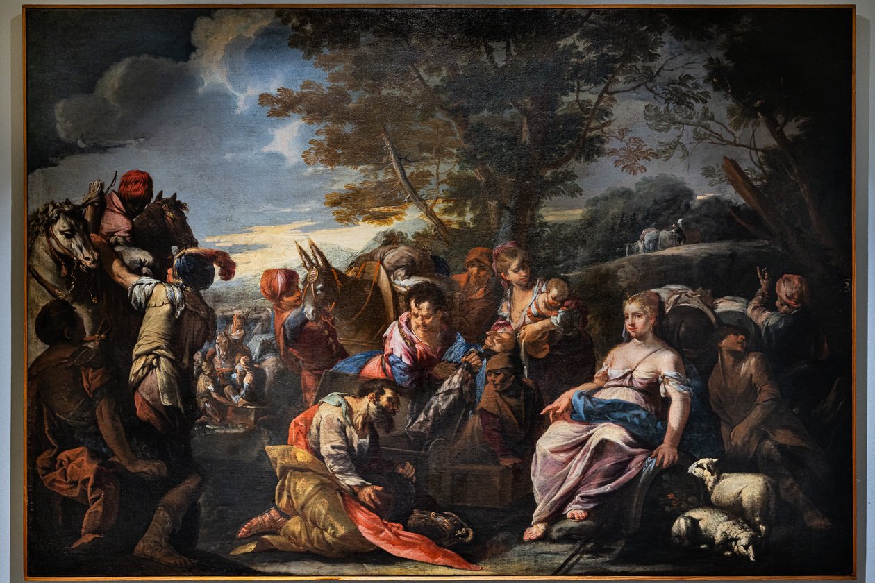 Laban letar efter idolerna gömda av Rachel, tidigt 1800-tal (olja på duk) av Giovanni Antonio De (1671–1751) Pieri