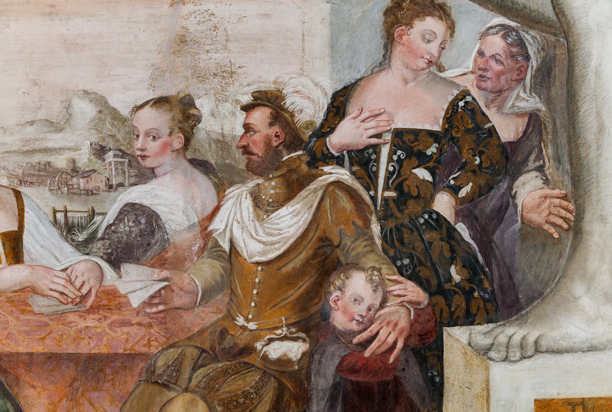 Kortspel, stora salen, ca 1570 (fresk) av Giovanni Antonio Fasolo