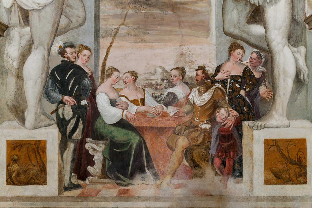 Kortspel, stora salen, ca 1570 (fresk) av Giovanni Antonio Fasolo