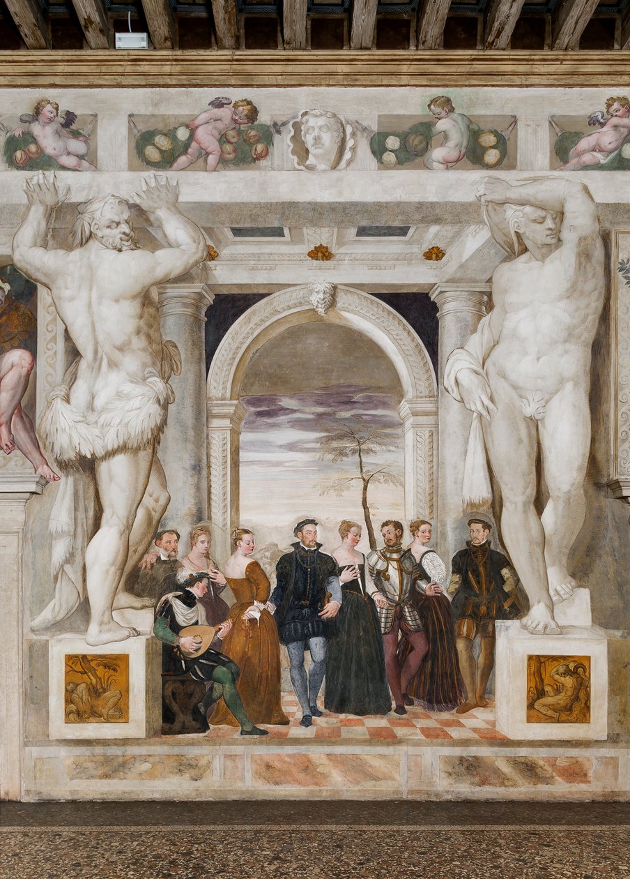 Inbjudan till dansen, stora salen, ca 1570 (fresk) av Giovanni Antonio Fasolo