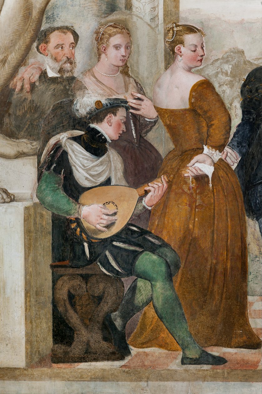 Inbjudan till dansen, stora salen, ca 1570 (fresk) av Giovanni Antonio Fasolo