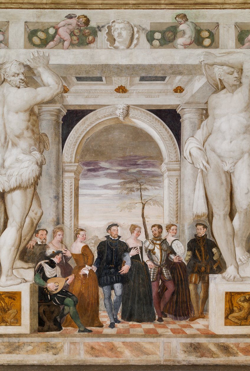 Inbjudan till dansen, stora salen, ca 1570 (fresk) av Giovanni Antonio Fasolo