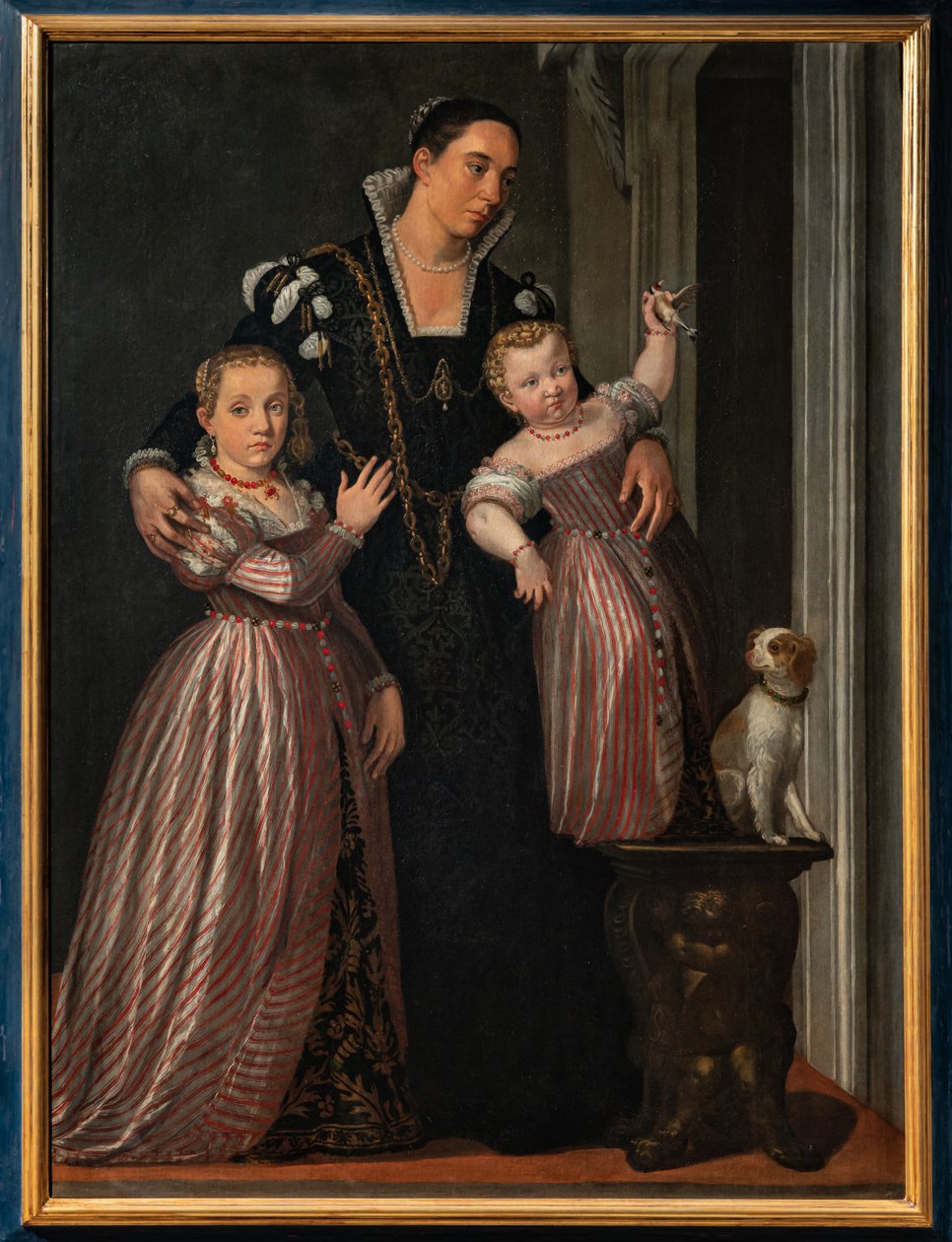 Porträtt av Paola Bonanome Gualdo med sina döttrar Laura och Virginia av Giovanni Antonio Fasolo