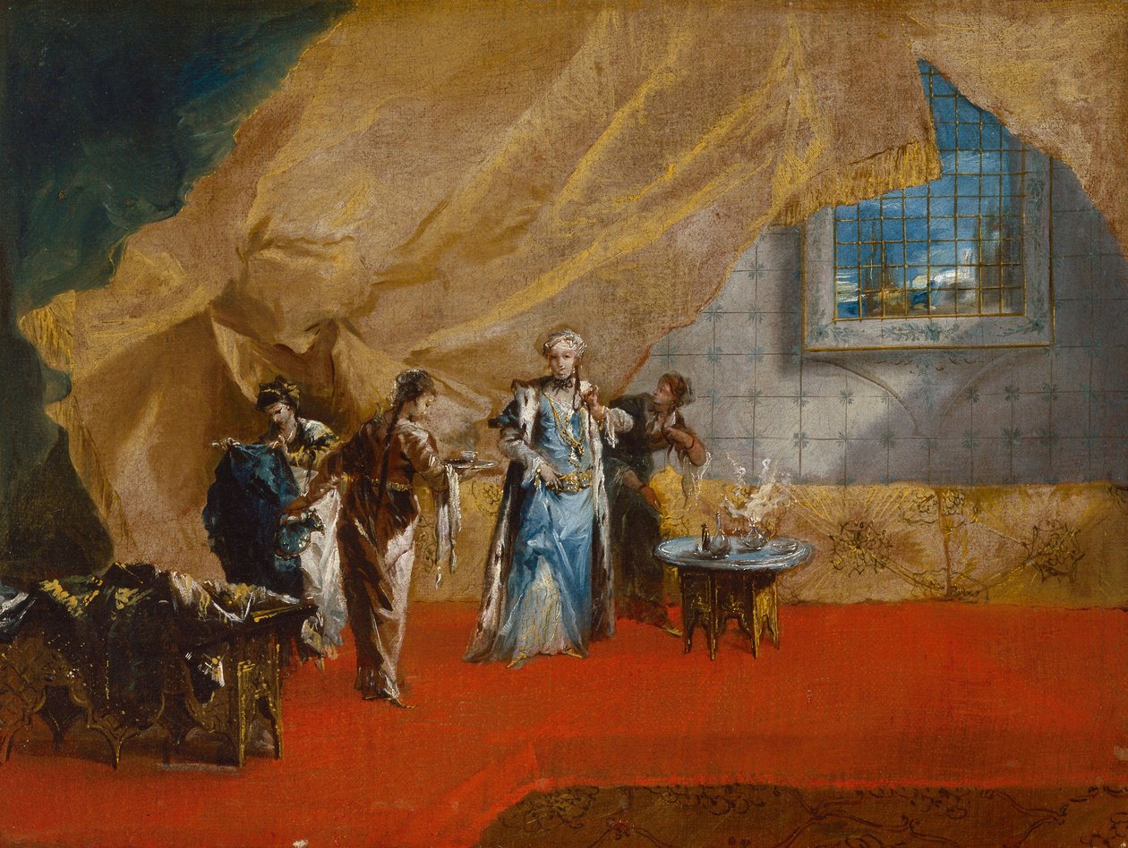 En Sultana som tar kaffe i Harem av Giovanni Antonio Guardi