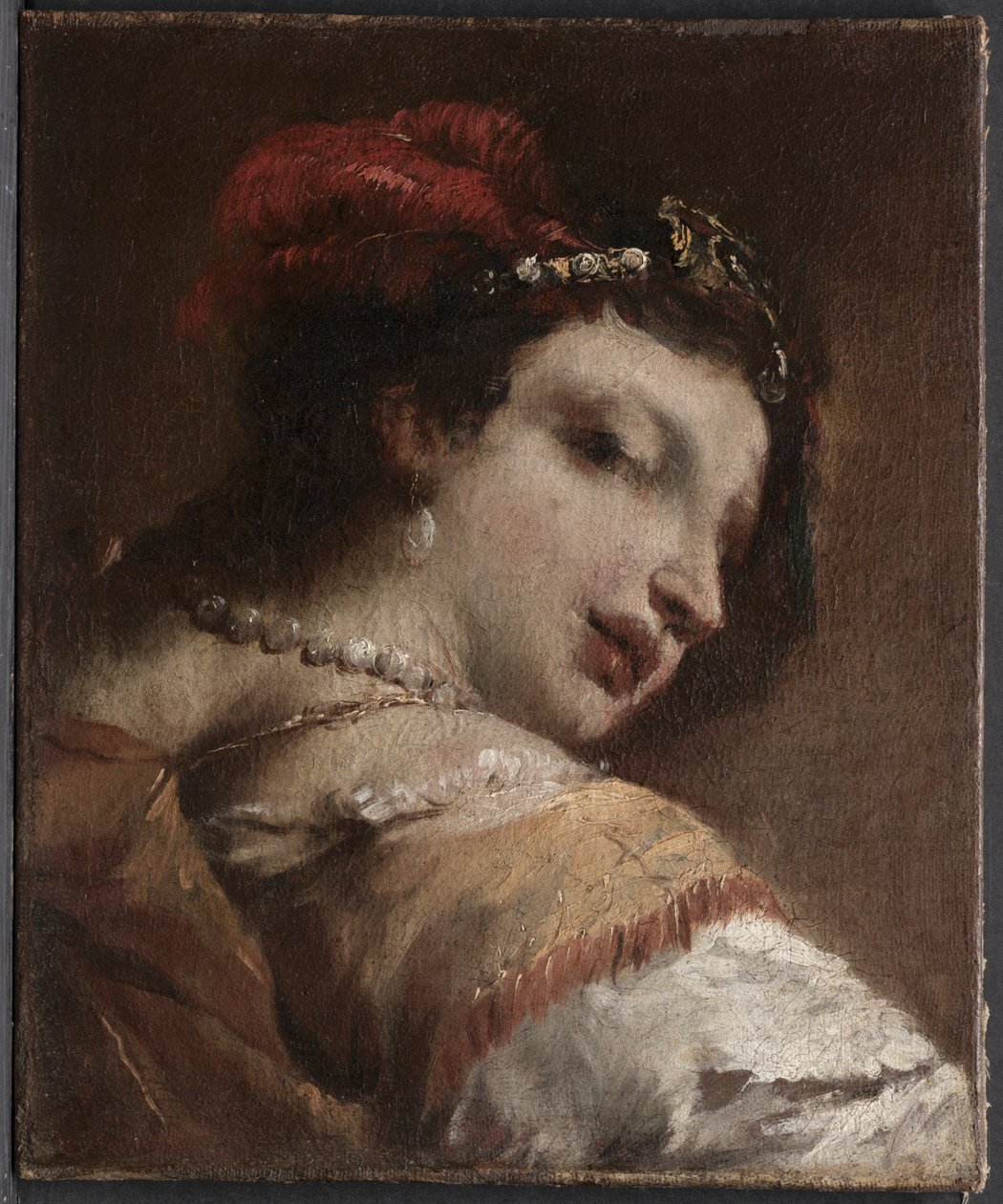 Huvud av en kvinna, ca 1739 (olja på duk) av Giovanni Antonio Guardi