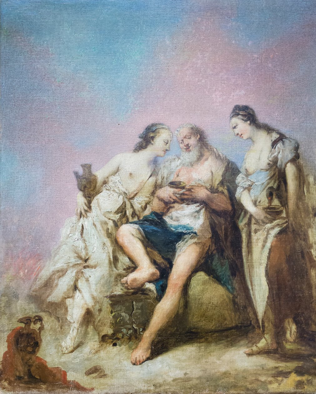 Lot och hans döttrar (olja på duk) av Giovanni Antonio Guardi