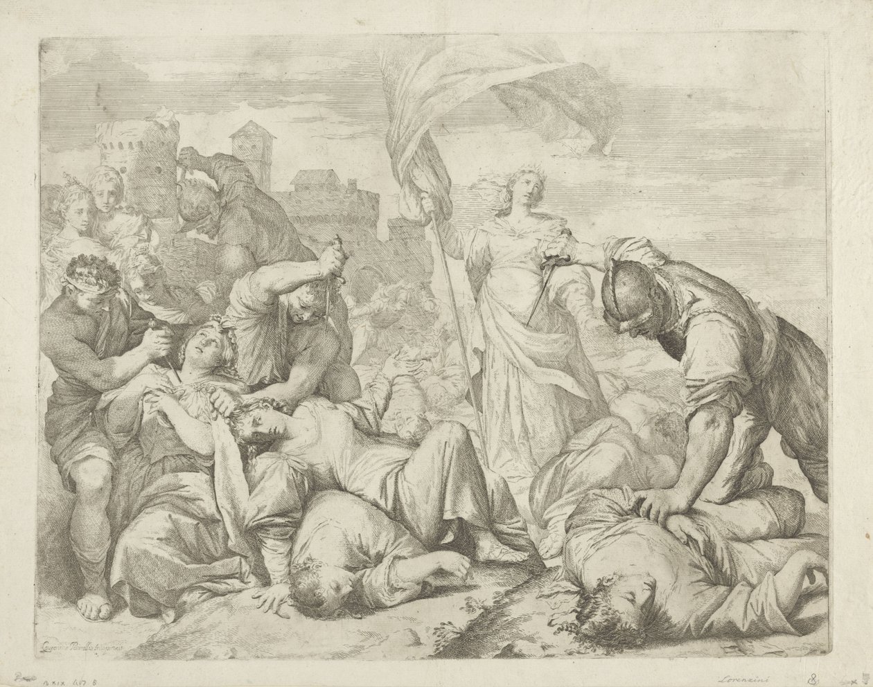 Sankt Ursulas och hennes följeslagares martyrskap av Giovanni Antonio Lorenzini