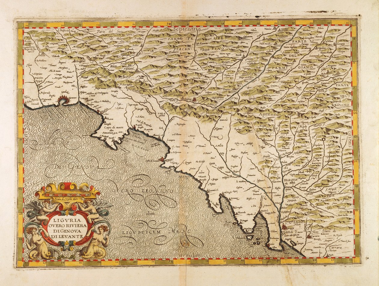 Regionen i östra Ligurien, från Italiens Atlas av Giovanni Antonio Magini, Kopparstick av Giovanni Antonio Magini