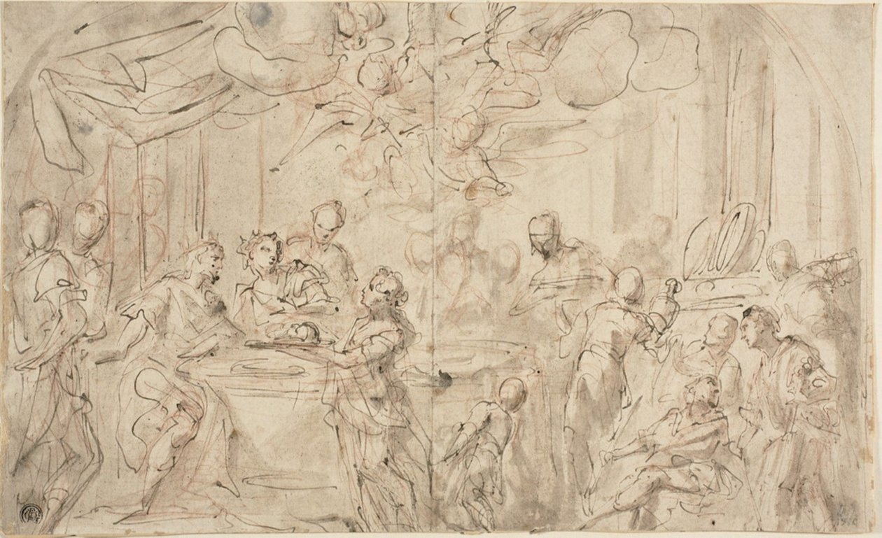 Salome med Johannes döparens huvud före Herodes av Giovanni Antonio Pellegrini