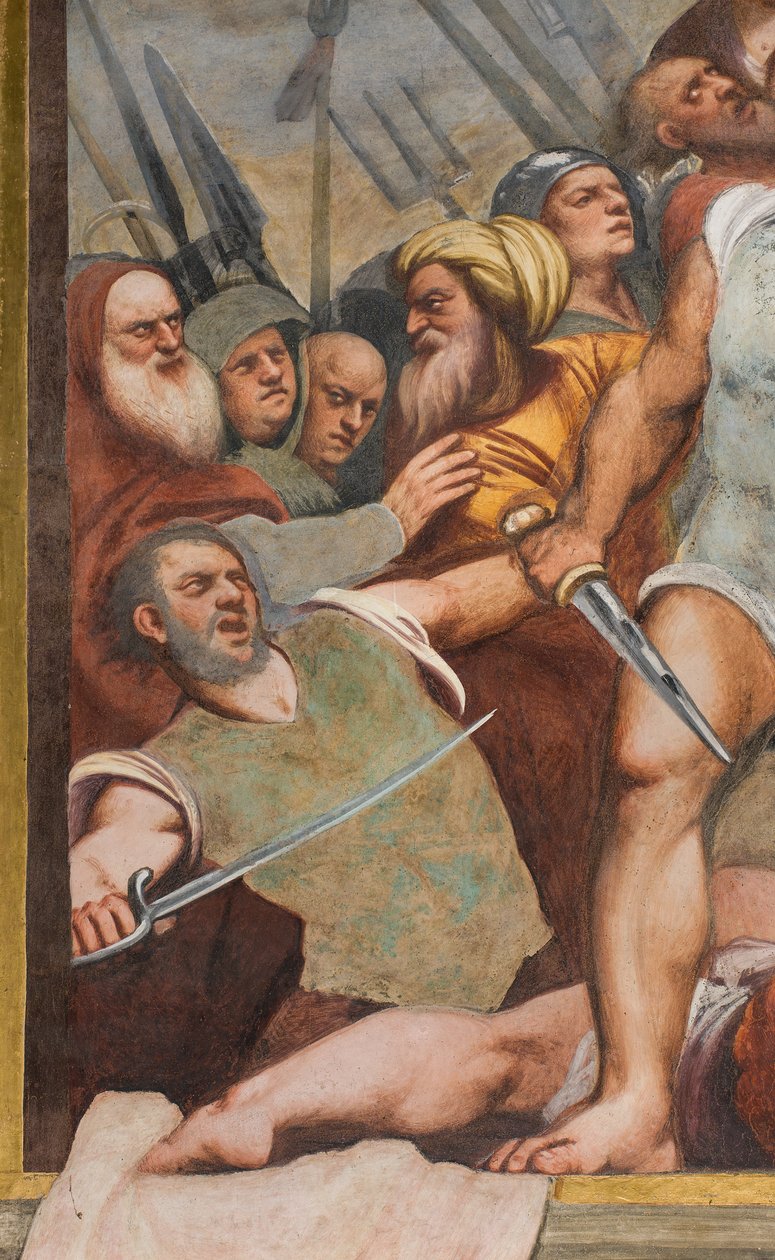 Centralgången, första sydspann, Kristus spikad på korset, Pordenone av Giovanni Antonio Pordenone