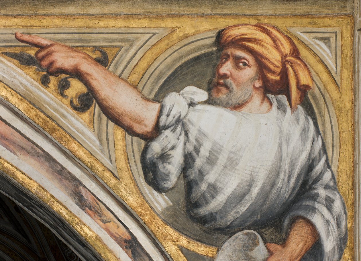 Central Nave, Plume Second Span South, IL Pordenone 1520, byst med profeten av Giovanni Antonio Pordenone