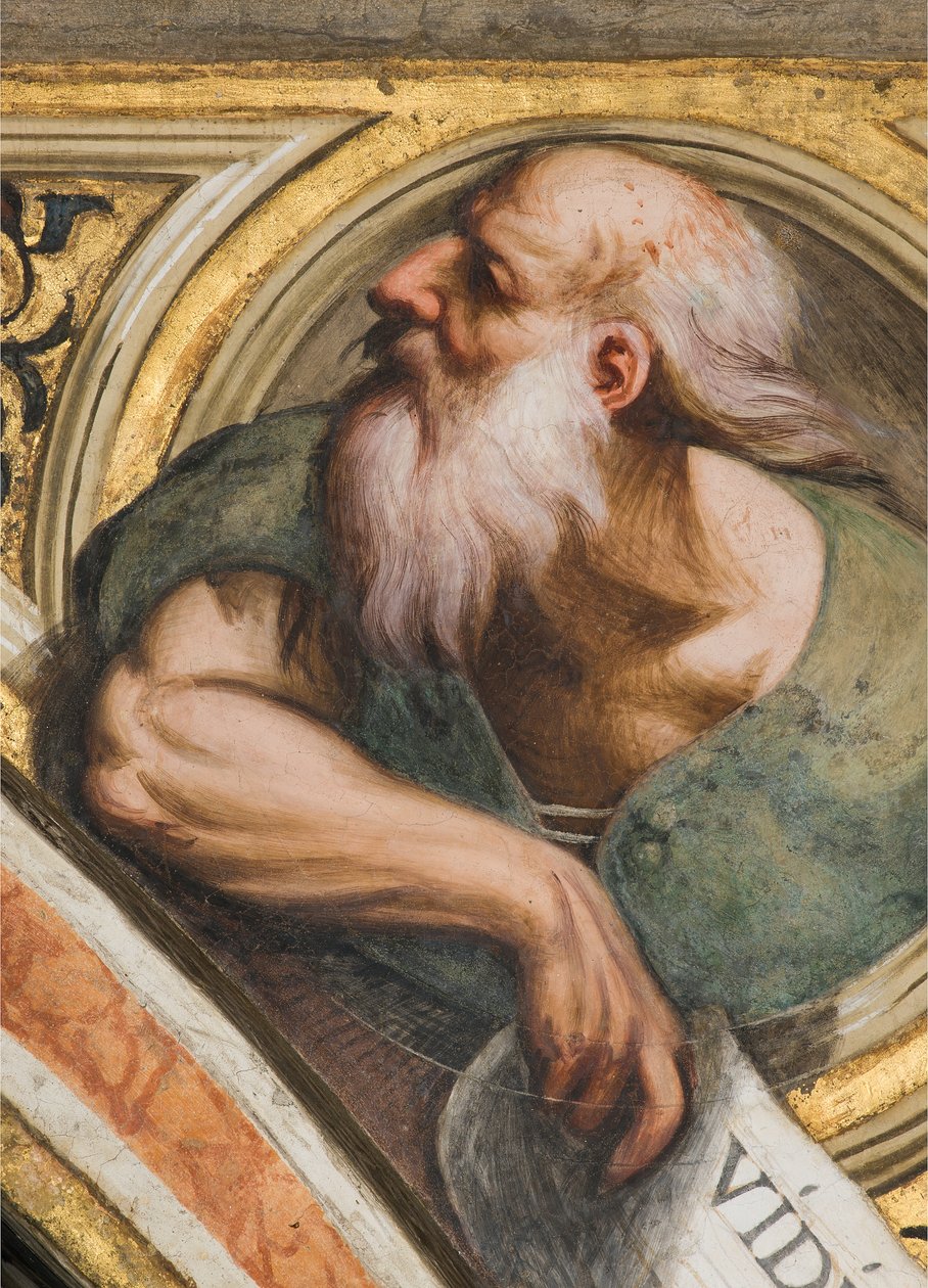 Central Nave, Plume Third Span South, IL Pordenone 1520, byst med profet, detalj av Giovanni Antonio Pordenone