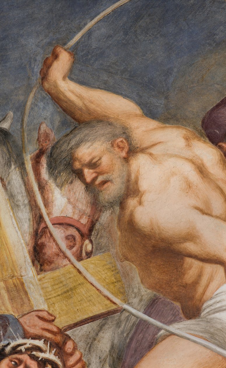 Centralskepp, Andra Sydspann, Jesus faller under korset, Il Pordenone av Giovanni Antonio Pordenone