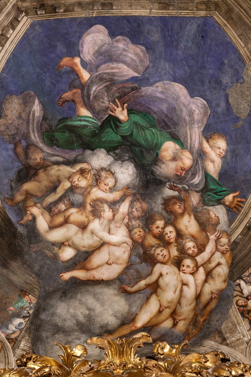 Gud som skapare bland änglar, ca 1529 (fresk) av Giovanni Antonio Pordenone