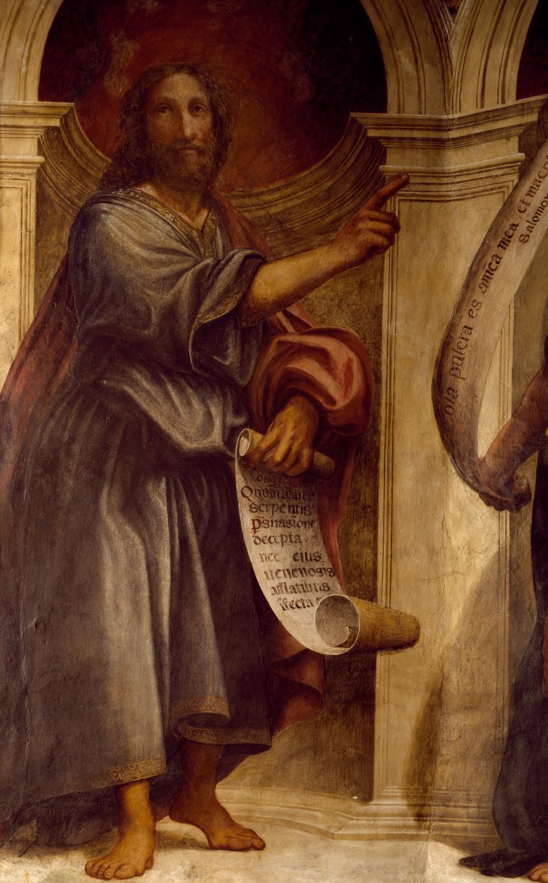 Jesaja, detalj från profeter, fresk, St Francis Church, St. Anne