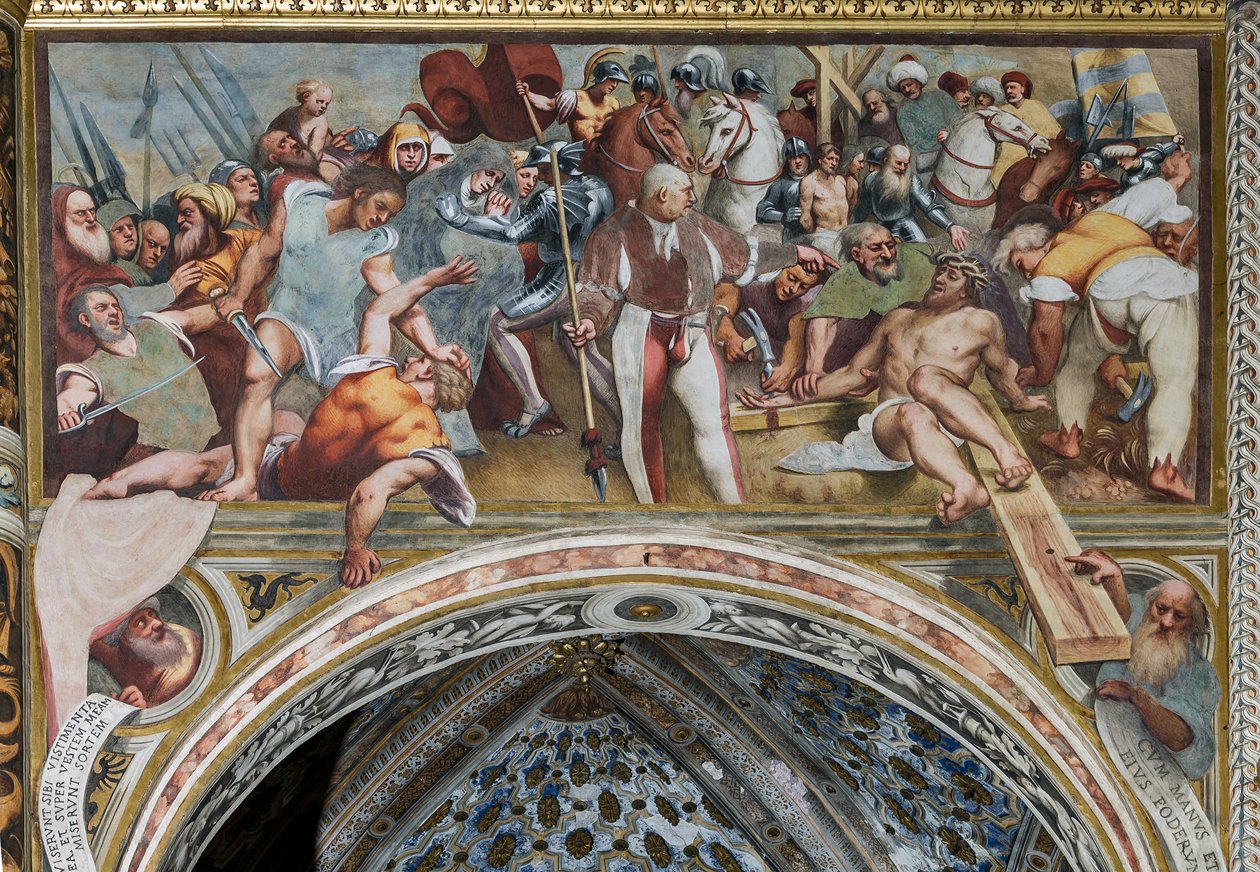 Jesus spikas på korset av Giovanni Antonio Pordenone