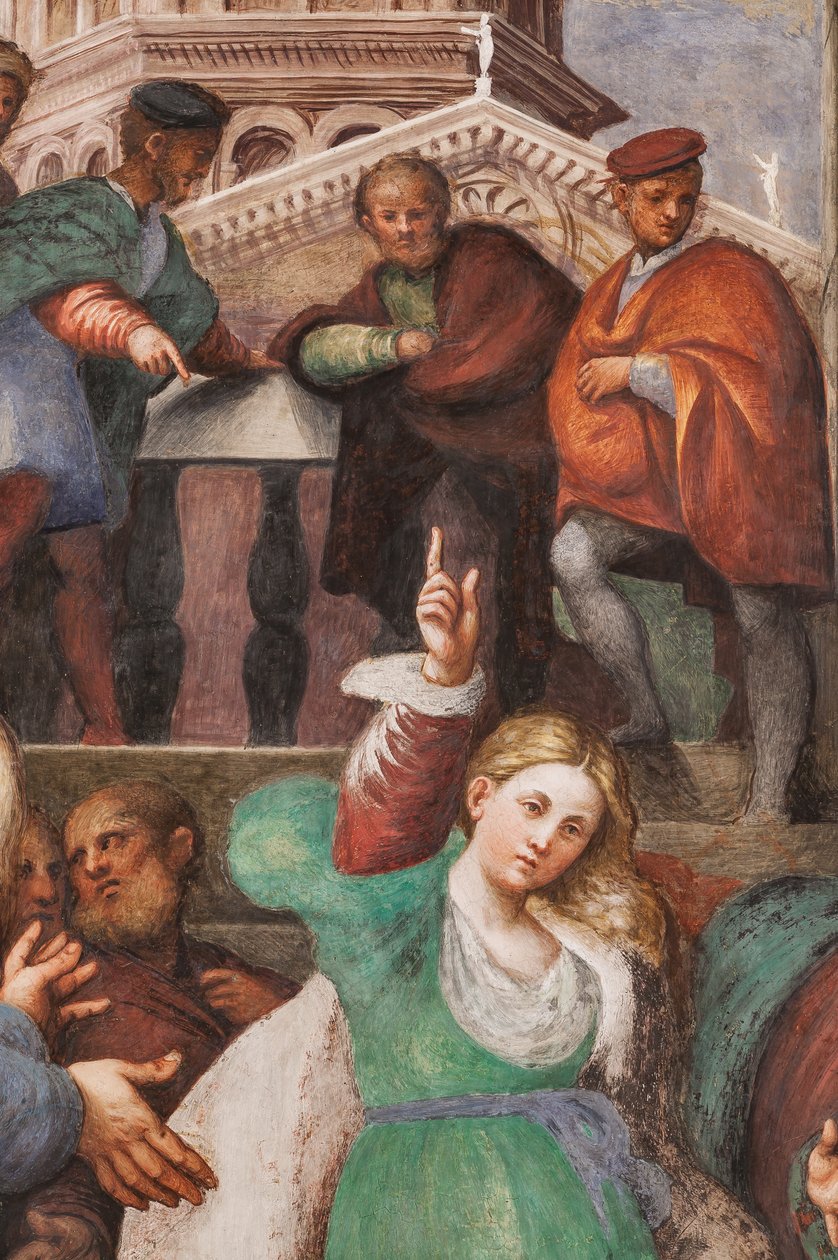 St. Katarinas disputation med filosoferna, 1530-32 (fresk) (detalj av 3601450) av Giovanni Antonio Pordenone