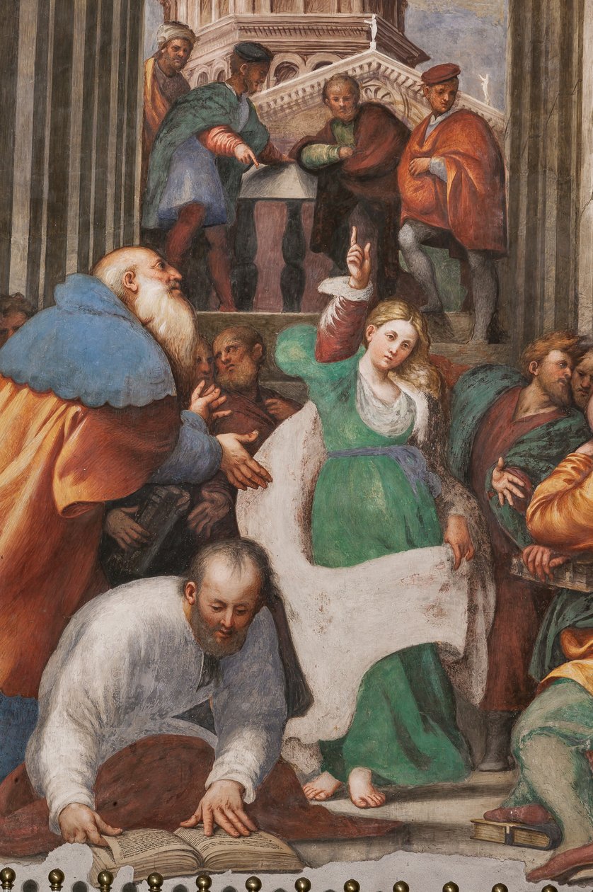 St. Katarinas disputation med filosoferna, 1530-32 (fresk) (detalj av 3601450) av Giovanni Antonio Pordenone