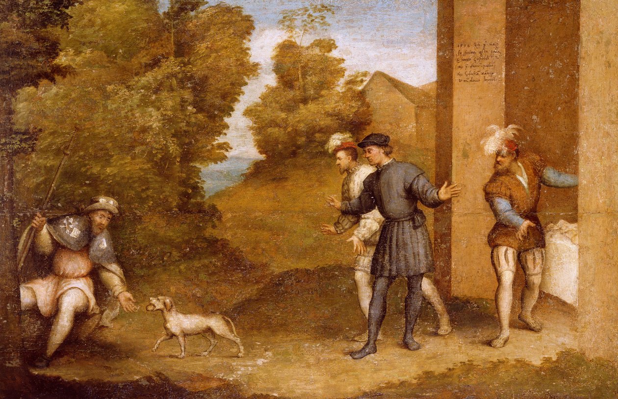 St. Roch matas av hund, fack av altartavla av St. Gotthard av Giovanni Antonio Pordenone