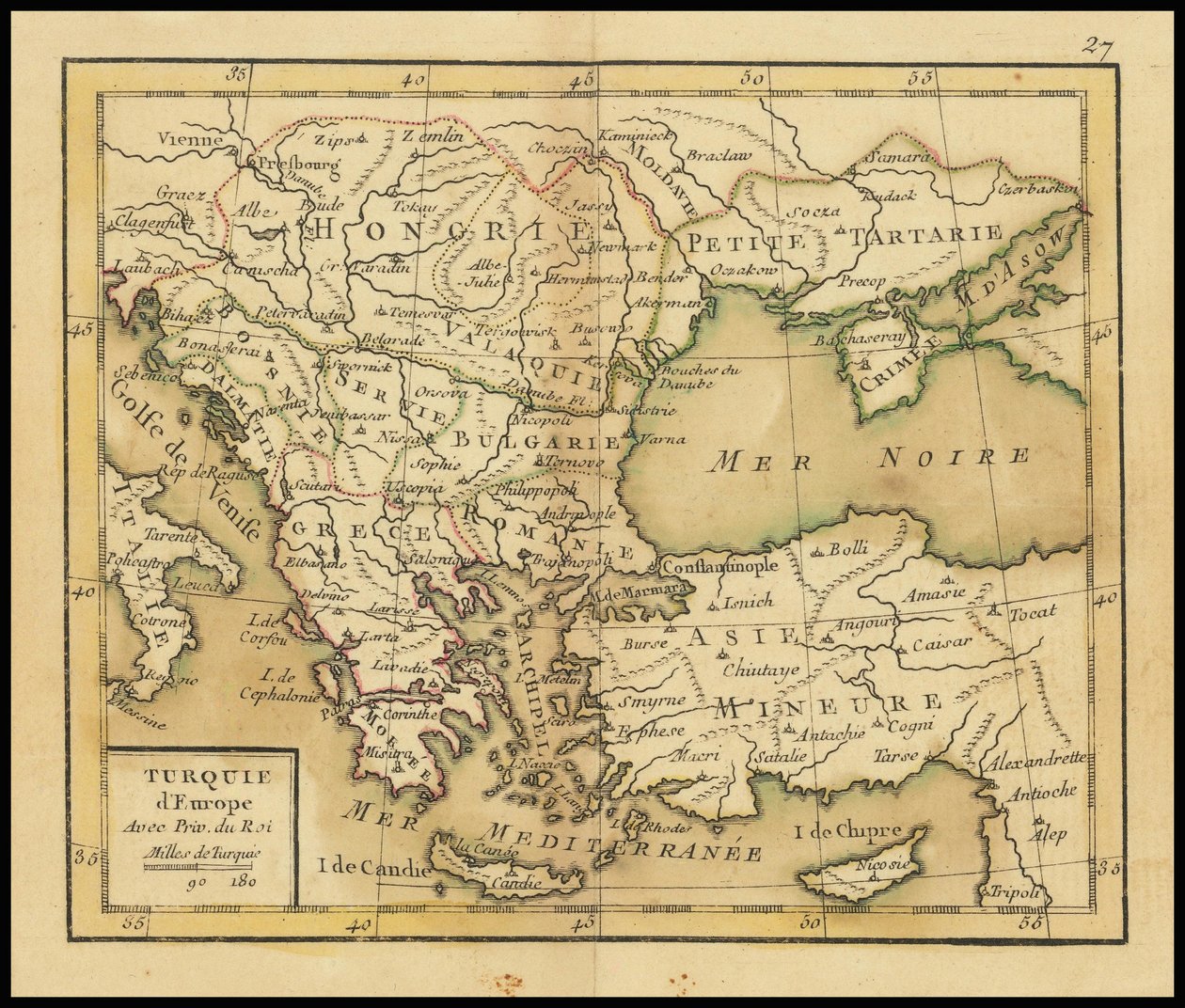 1762 års karta - Europeiska Turkiet av Giovanni Antonio Rizzi Zannoni