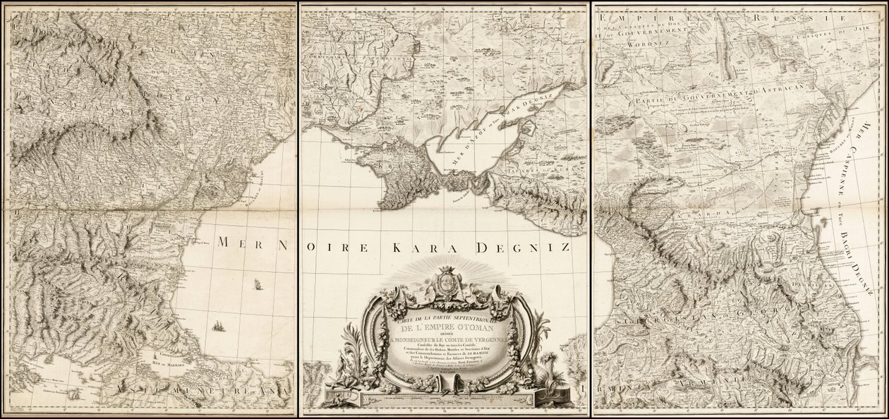 1774 års karta över Svarta havet med angränsande delar av de turkiska och ryska imperierna av Giovanni Antonio Rizzi Zannoni