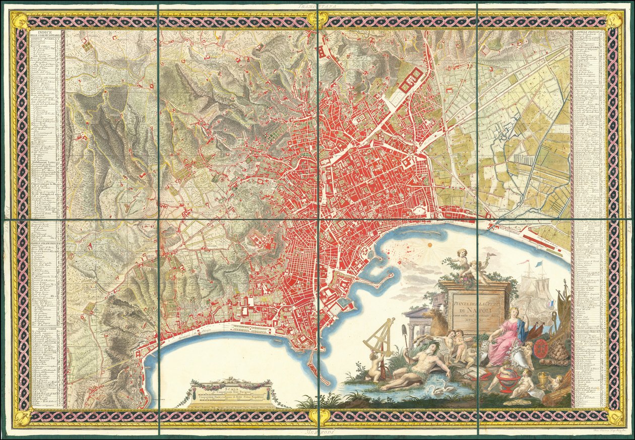 1790 års karta över Neapel av Giovanni Antonio Rizzi Zannoni