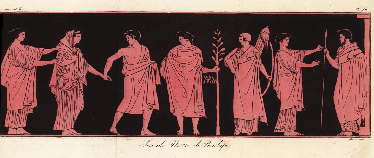 Bruden Penelope i bröllopsslöja med sin pronuba eller hedersmatrona av Giovanni Antonio Sasso