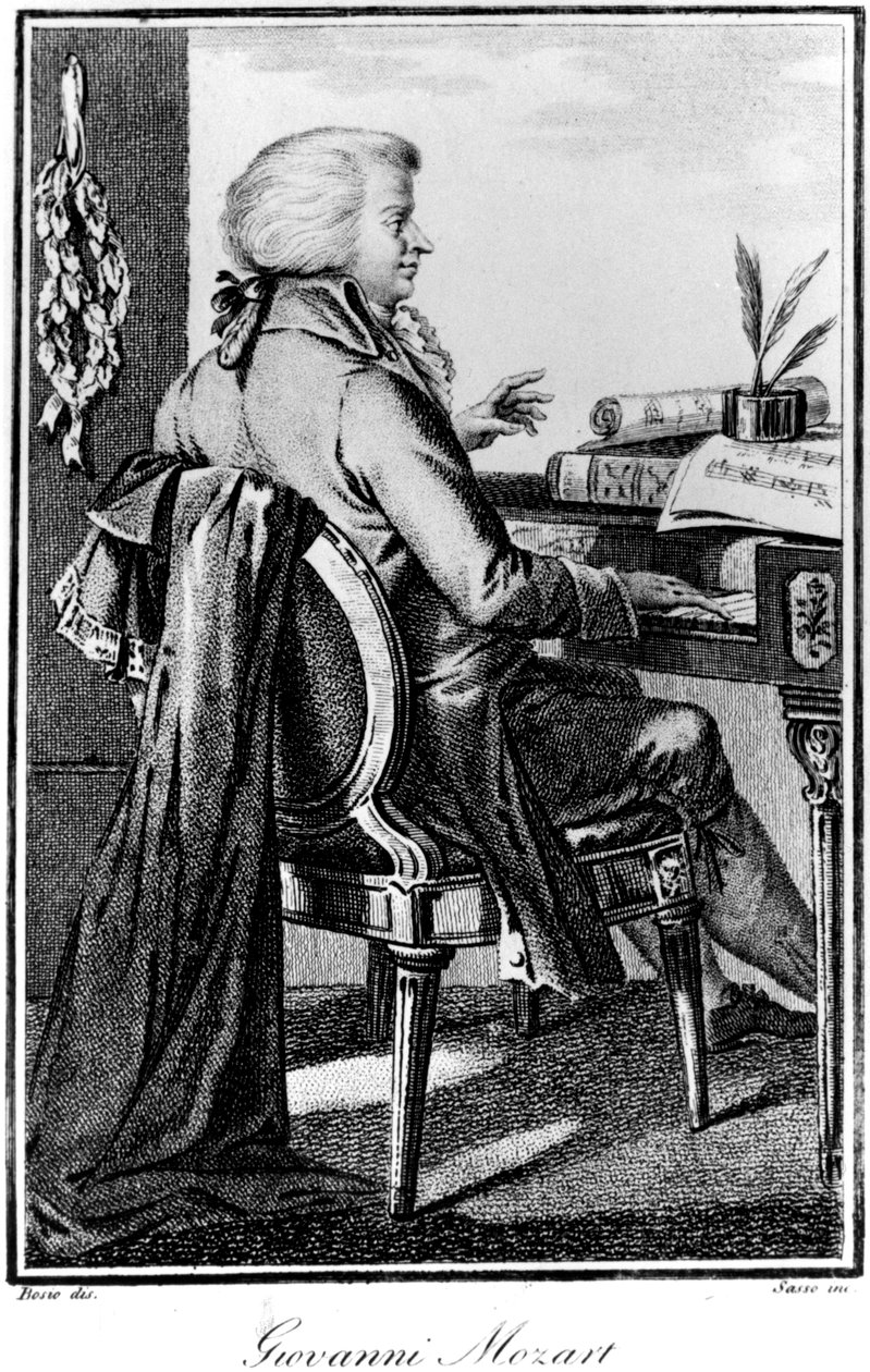 Wolfgang Amadeus Mozart, österrikisk kompositör, c1784-1827 av Giovanni Antonio Sasso
