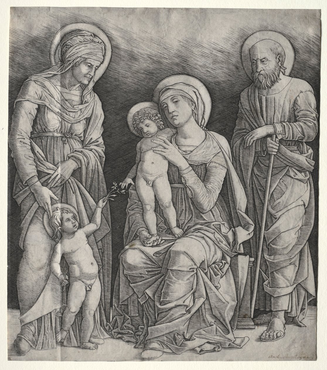 Helig familj med St. Elizabeth och spädbarnet St. John the Baptist, ca. 1500. av Giovanni Antonio da Brescia