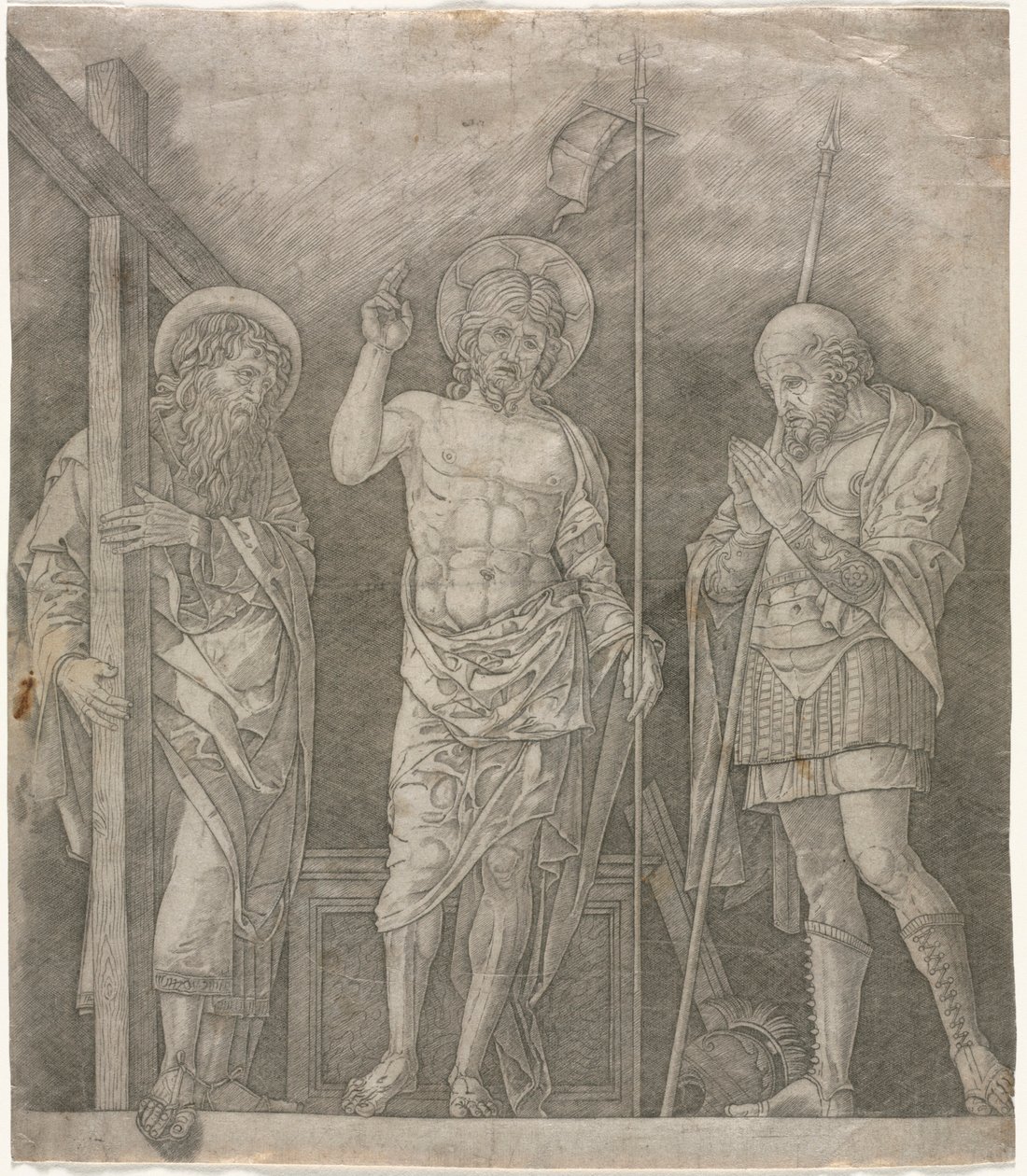 Den uppståndne Kristus mellan Andreas och Longinus av Giovanni Antonio da Brescia