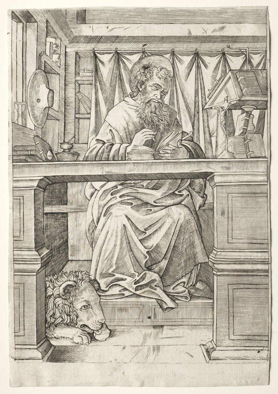 St. Hieronymus i hans studie av Giovanni Antonio da Brescia