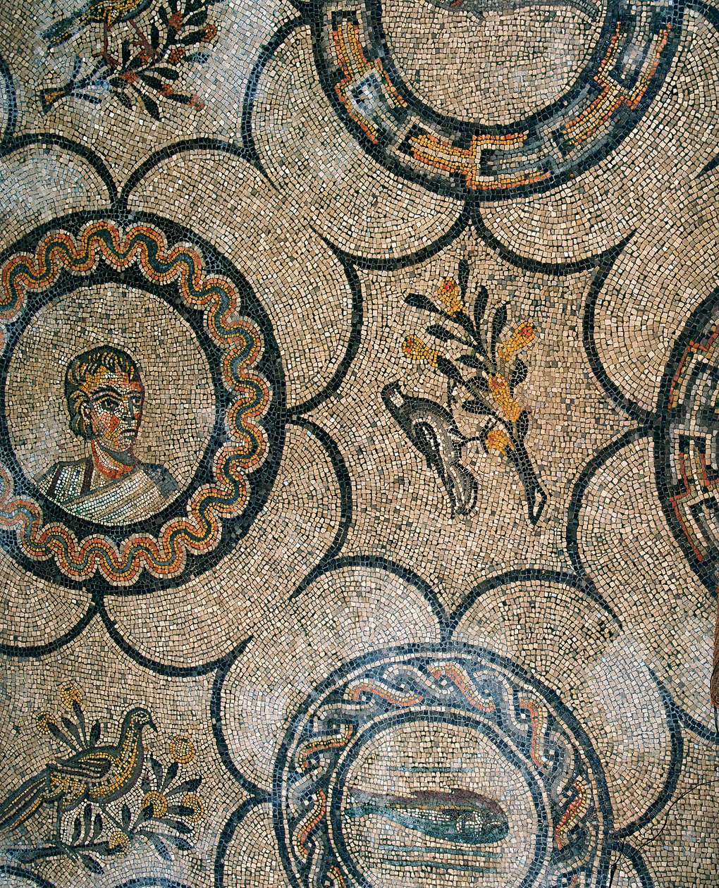 Detalj av golvet i den tidiga kristna basilikan i Aquileia, Udine av Phillipe de Marlier
