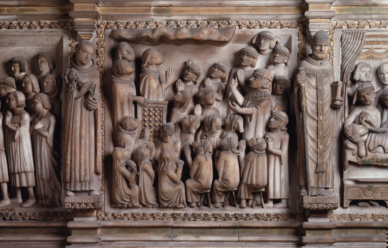 Molnets mirakel Skulptur av vit marmor, 1336-1339, av Giovanni di Balduccio av Giovanni Balduccio
