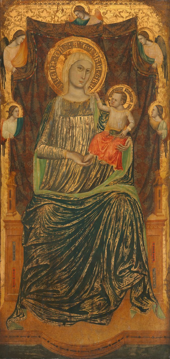 Madonna och barn med fem änglar, ca. 1335. av Giovanni Baronzio