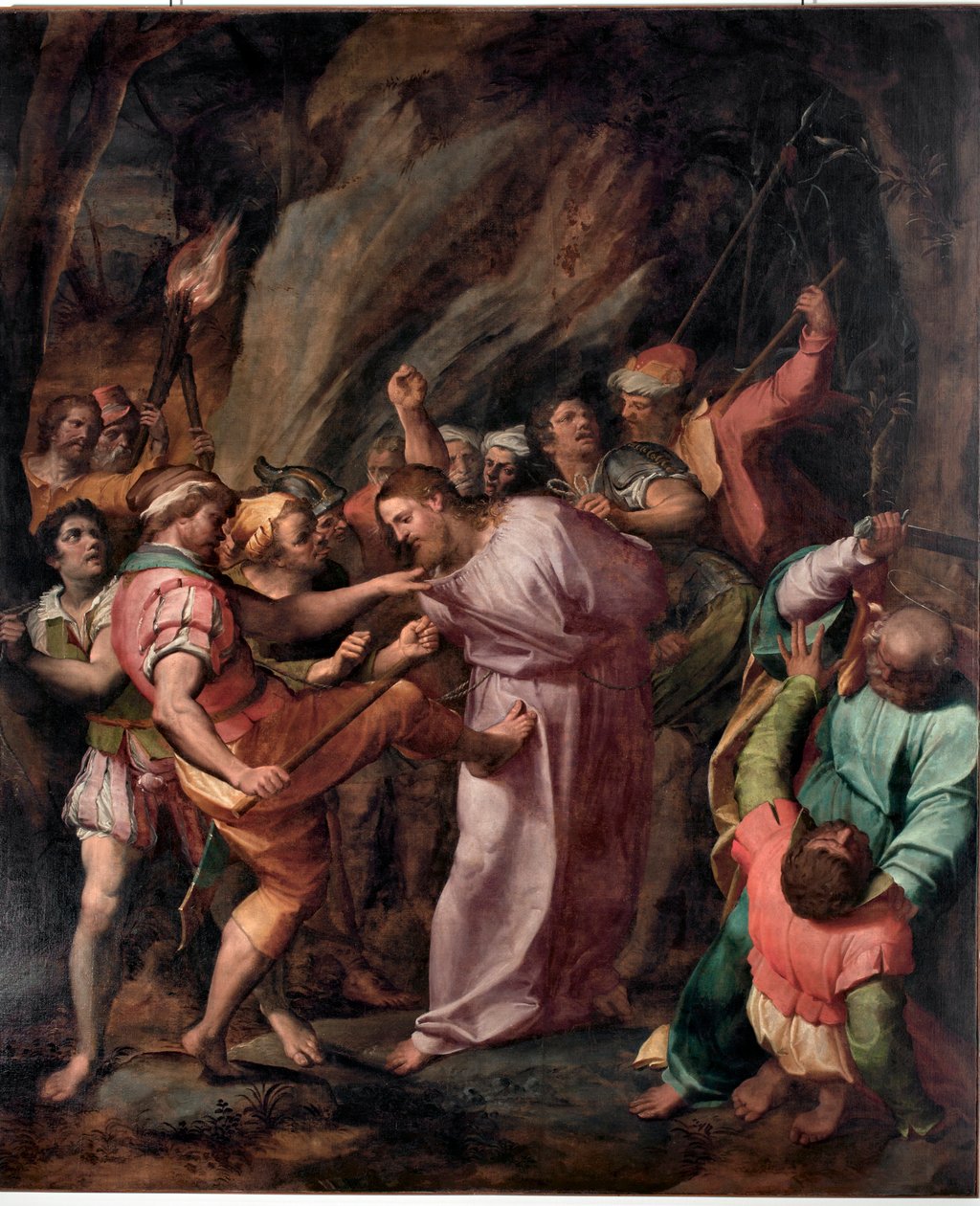 The Capture of Christ Målning av Giovanni Battista Castello dit Il Bergamasco (ca.1500 / 1509-1569) av Giovanni Battista  Castello