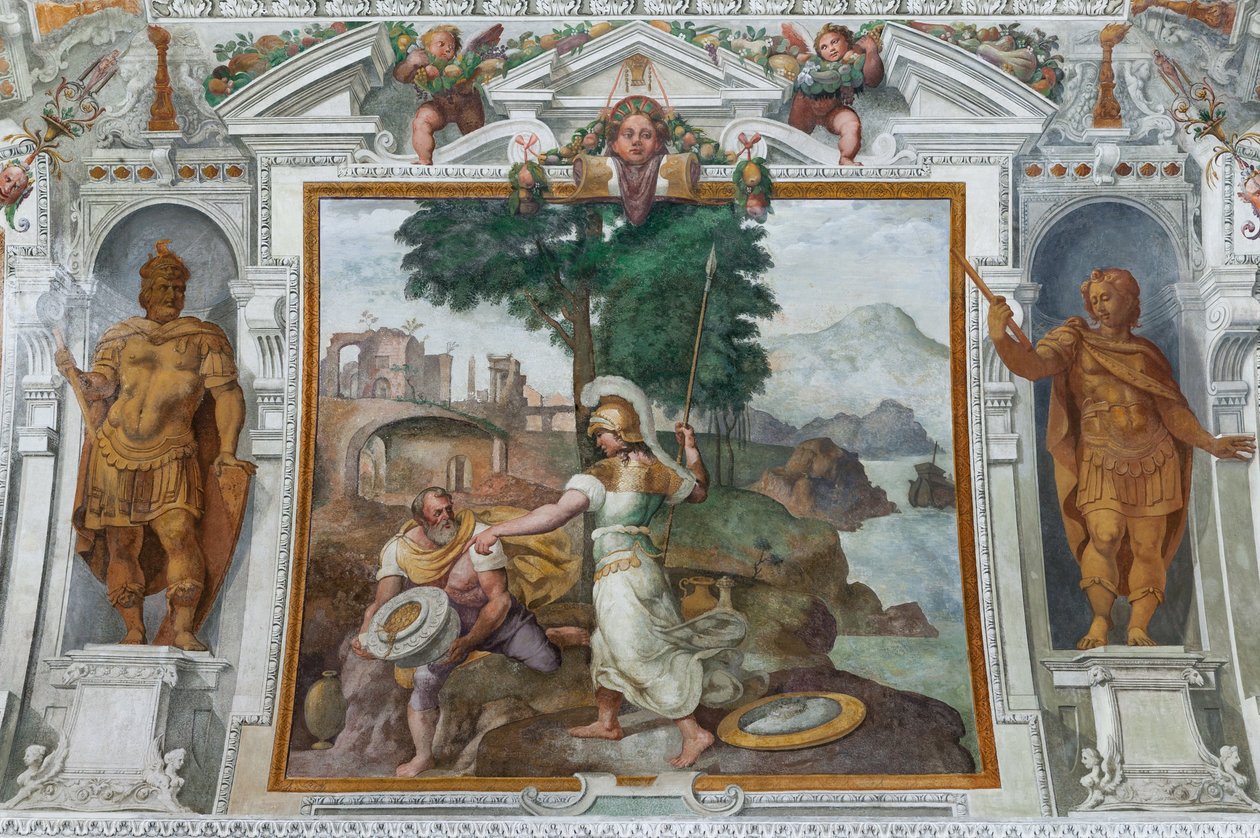 Ulysses och Minerva, ca 1560 (fresk) av Giovanni Battista Castello