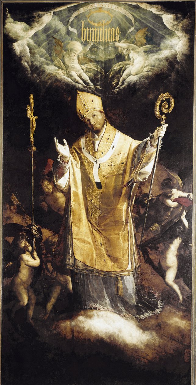 Glory of St Charles Borromeo (olja på duk av Giovanni Battista  Crespi