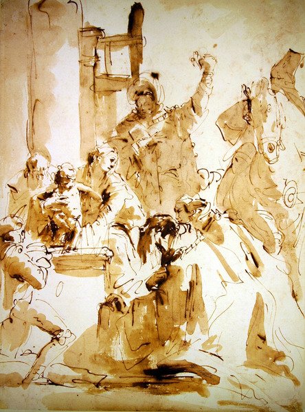 Adoration of the Magi (penna & brunt bläck och tvätt på papper) av Giovanni Battista Tiepolo