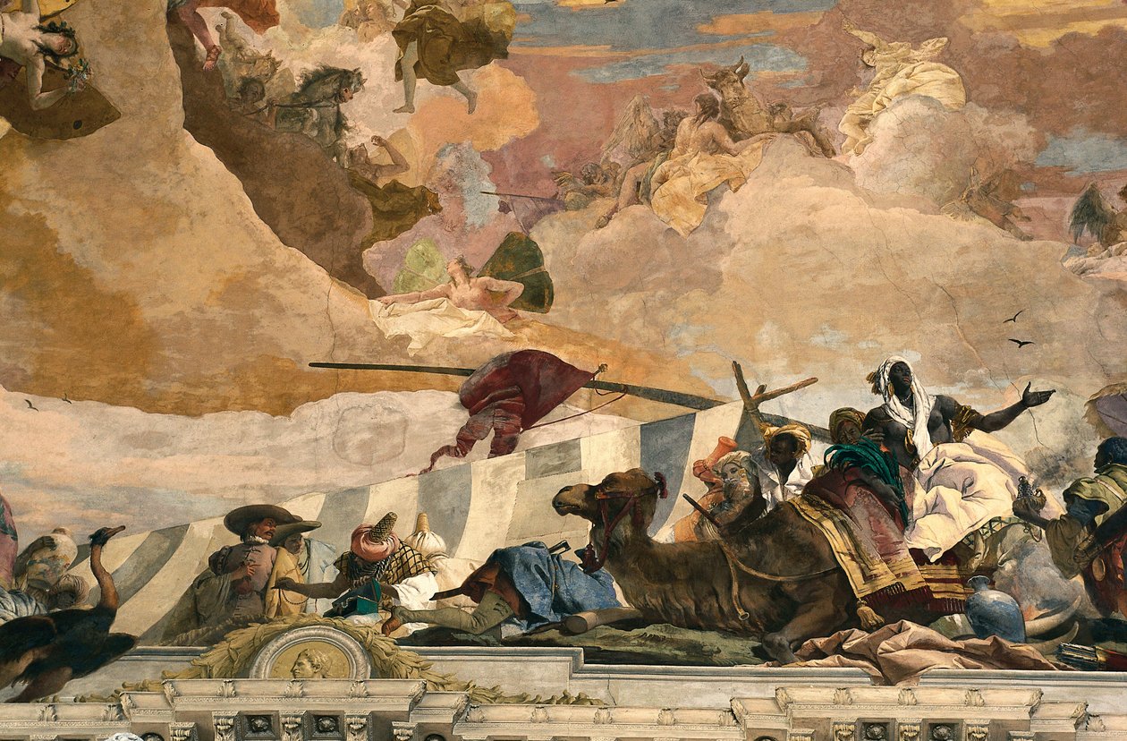 Allegori över Afrika. Fresk av Giovanni Battista Tiepolo (1696-1770) av Giovanni Battista Tiepolo