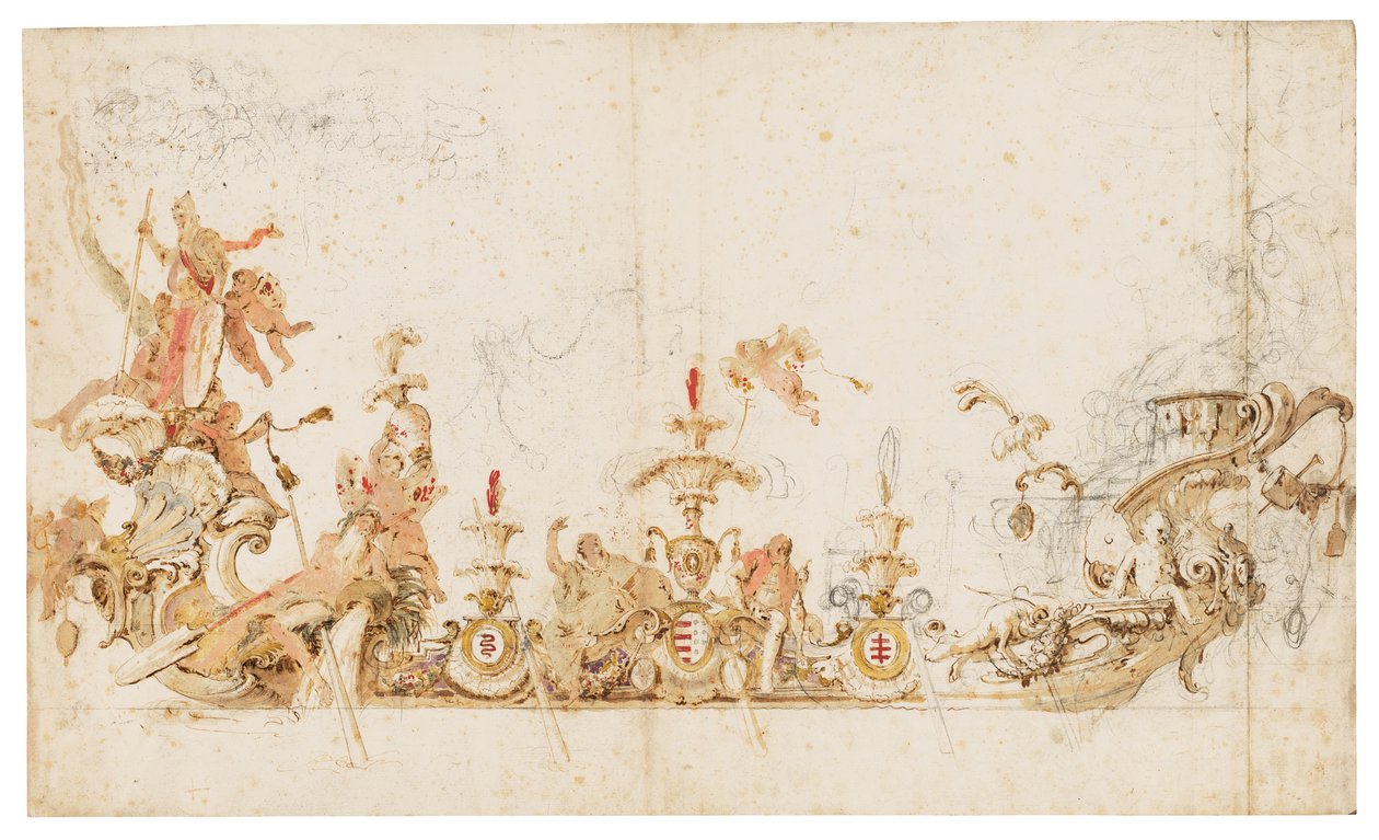 Design för en ceremoniell gondol som representerar Polens triumf av Giovanni Battista (1696 1770) Tiepolo