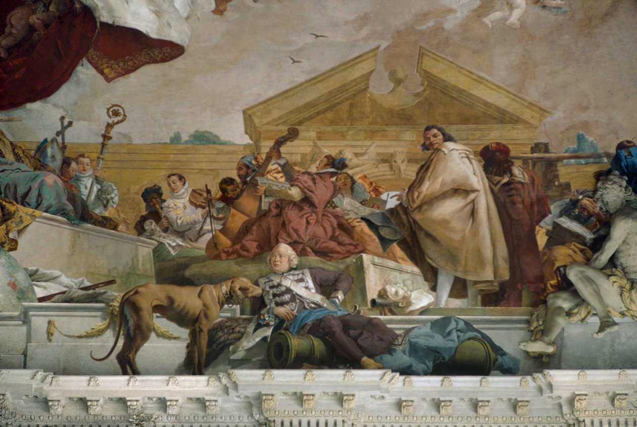 Europa, detalj av trapphusets takmålning, biskopsresidenset i Würzburg. ... (fresk) av Giovanni Battista (1696 1770) Tiepolo