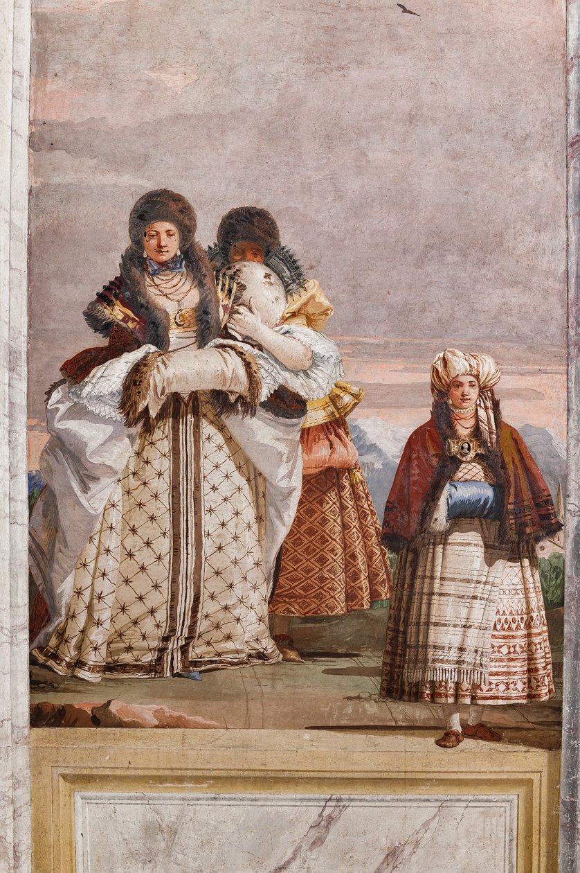 Gästboende, rum med de falska gotiska arkitekturerna: "A Winter Walk" av Giovanni Battista Tiepolo