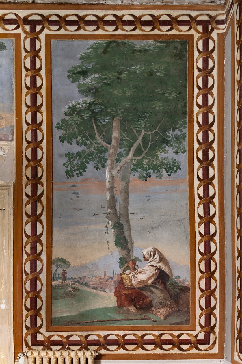 Gästboende, rum för de lantliga scenerna: "Landskap med en sittande bonde" av Giovanni Battista Tiepolo